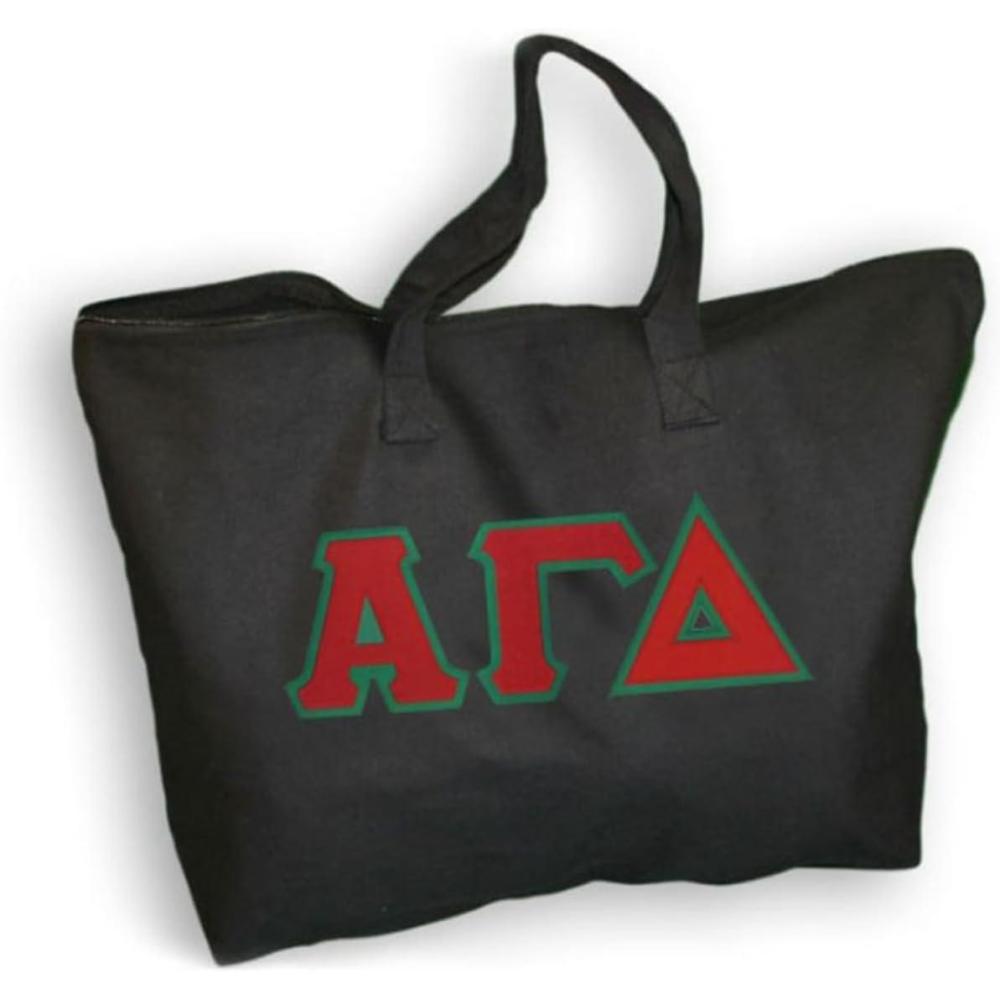 imageGreekgear Alpha Gamma Delta Custom Satin Stitch Tote BagBlack