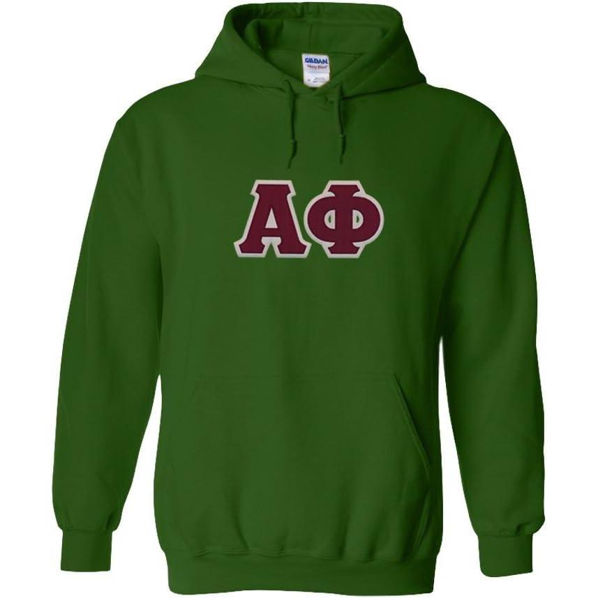 imageGreekgear Alpha Phi Lettered Hooded SweatshirtForest Green