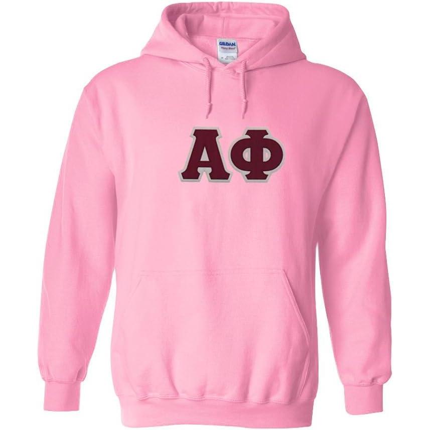 imageGreekgear Alpha Phi Lettered Hooded SweatshirtLight Pink