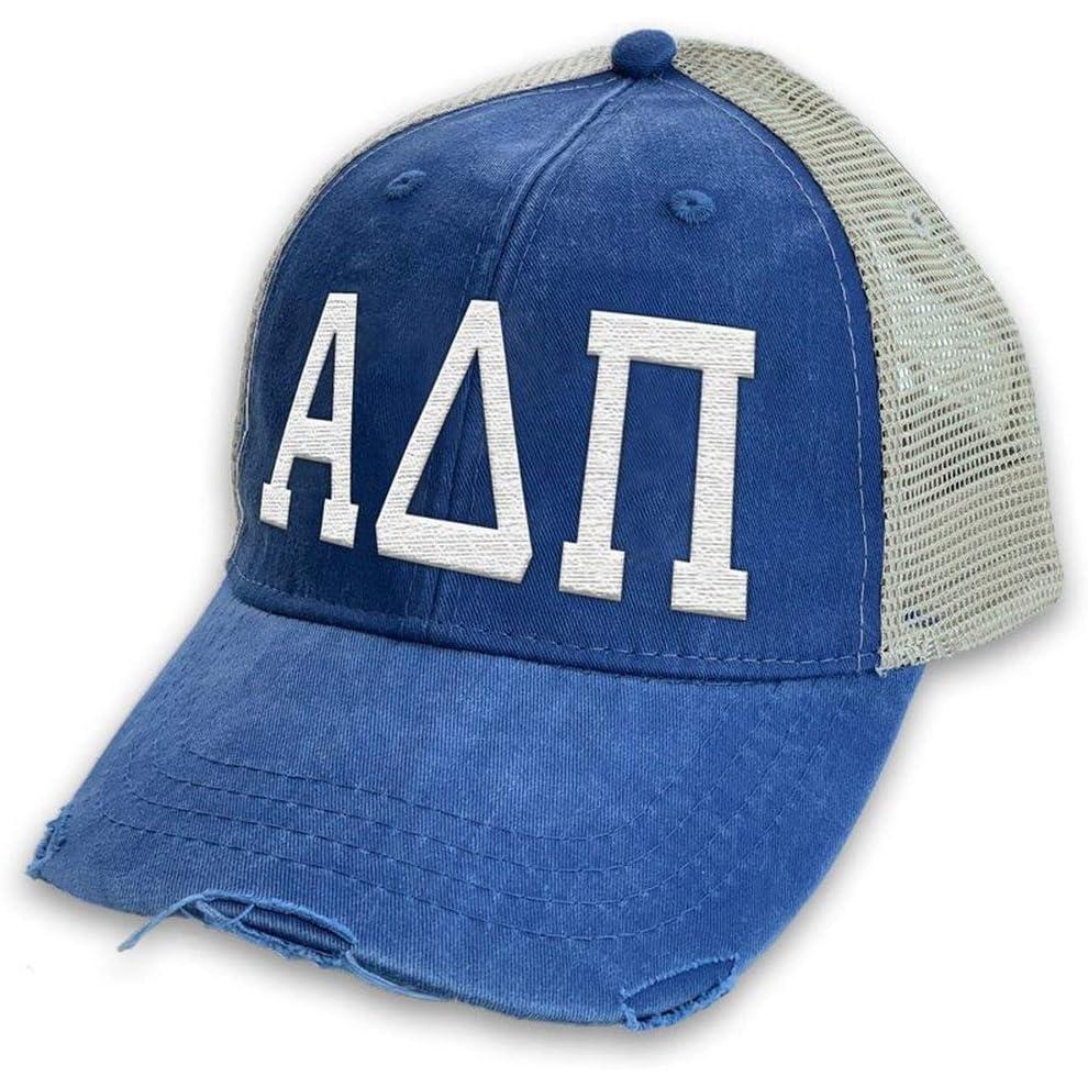 imageGreekgear Tau Epsilon Phi Distressed Trucker HatRoyal Tan
