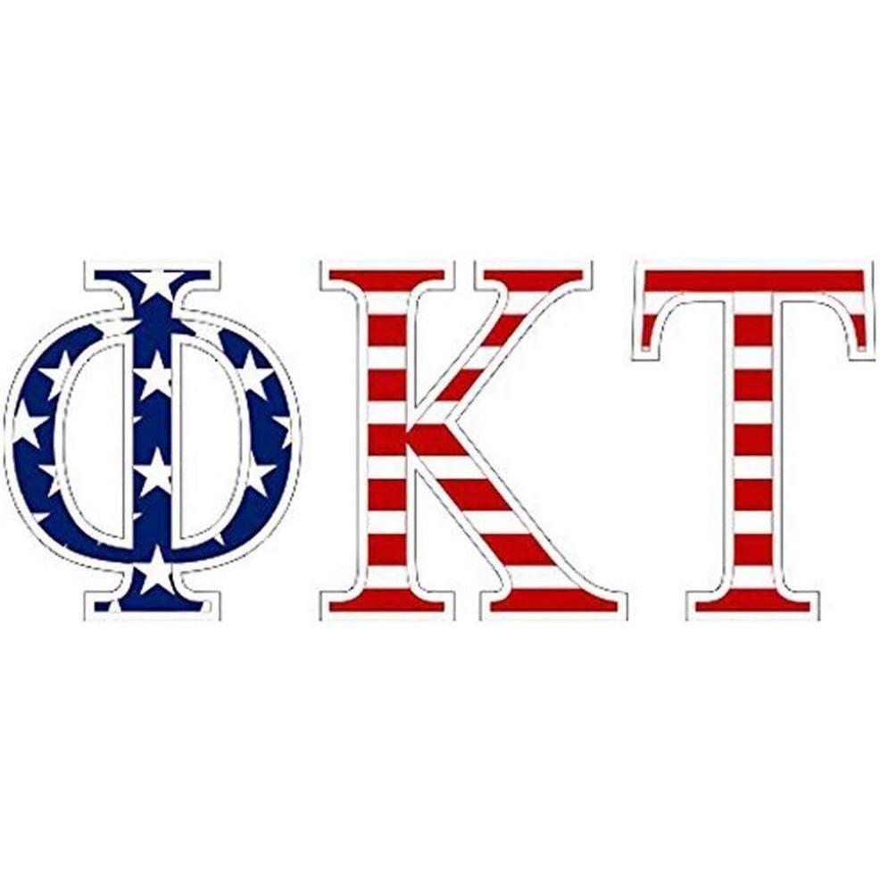 imagePhi Kappa Tau American Flag Greek Letter Sticker 25 Tall