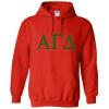 Alpha Gamma Delta World Famous Greek Hoodie – Red with Forest Green Imprint(Red)
