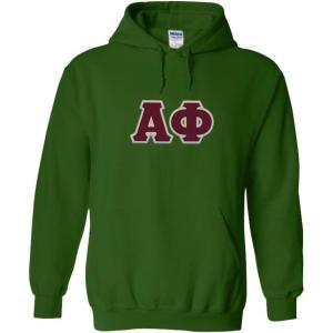 Greekgear Alpha Phi Lettered Hooded Sweatshirt(Forest Green)