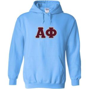Greekgear Alpha Phi Lettered Hooded Sweatshirt(Light Blue)