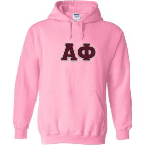 Greekgear Alpha Phi Lettered Hooded Sweatshirt(Light Pink)