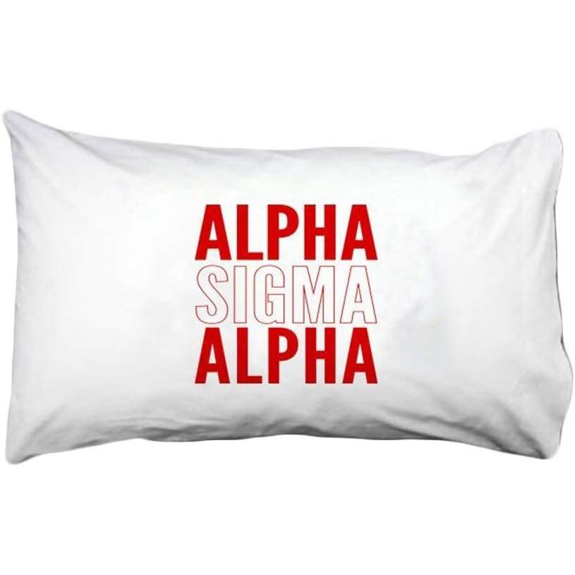 imageAlpha Sigma Alpha ASA Name Stack Pillow Cover White wRedWhite Imprint Color