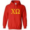 Chi Omega Chi O World Famous Greek Hoodie – Red with Gold Imprint(Red)