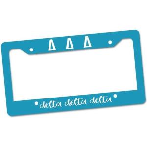 Delta Delta Delta Custom License Plate Frame Light Blue