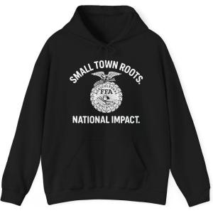 Greekgear FFA – Small Town Roots. National Impact Hooded Sweatshirt(Black)