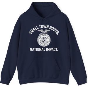 Greekgear FFA – Small Town Roots. National Impact Hooded Sweatshirt(Navy)