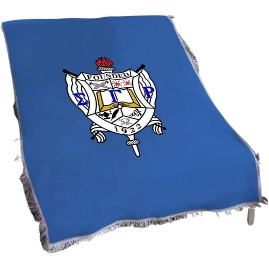 imageGreekgear Sigma Gamma Rho Full Color Crest Afghan Blanket Throw Royal Blue