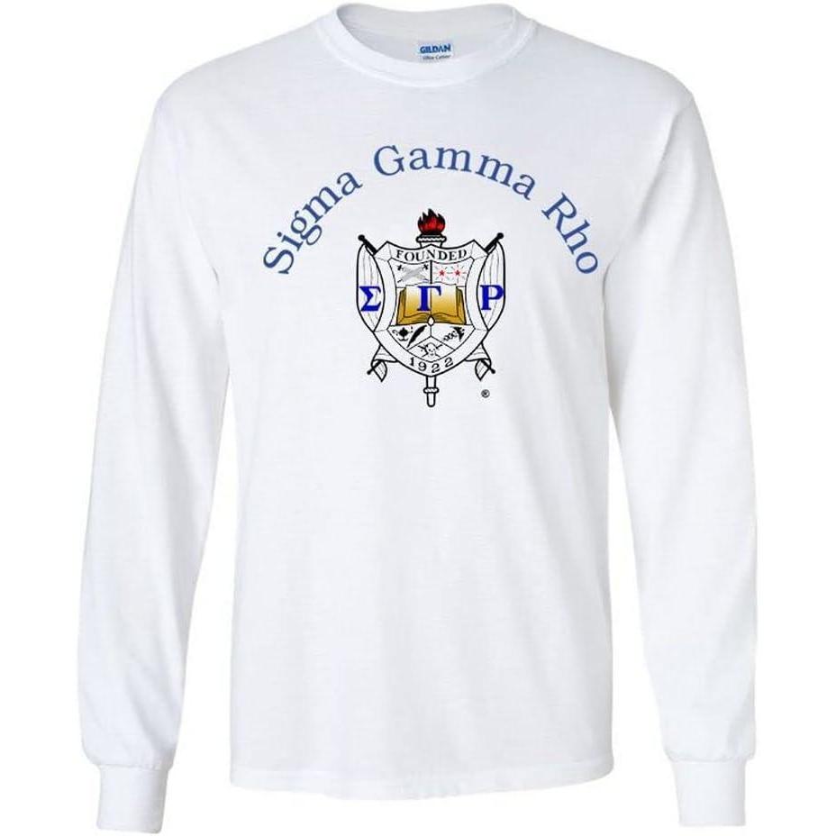 imageSigma Gamma Rho World Famous Color Crest  Shield Long Sleeve TShirtWhite