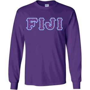 Fiji Fraternity Crest Twill Letter Longsleeve Tee(Purple)