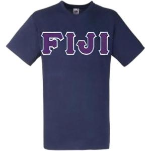 Fiji Lettered V-Neck T-Shirt(Navy Blue)