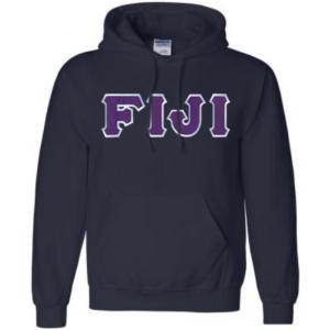 Greekgear Fiji Lettered Hooded Sweatshirt(Navy Blue)