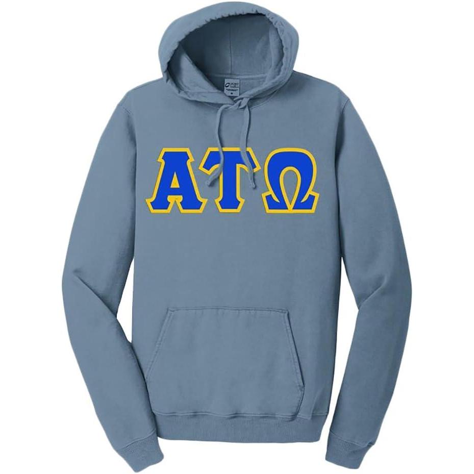 imageAlpha Tau Omega ATO PigmentDyed Lettered Hooded SweatshirtMist