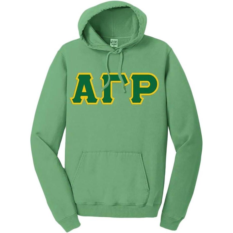 imageGreekgear Alpha Gamma Rho PigmentDyed Lettered Hooded SweatshirtSafari