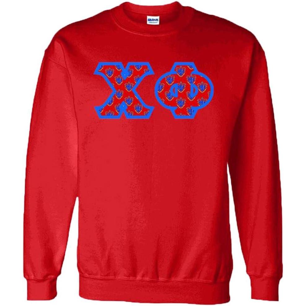 imageChi Phi Fraternity Crest Twill Letter Crewneck SweatshirtRed