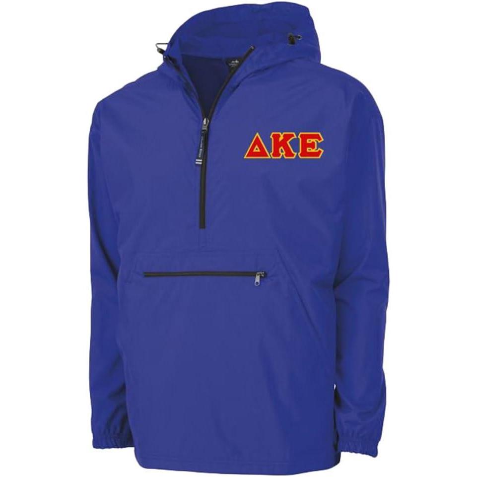 imageDelta Kappa Epsilon DKE Tackle Twill Lettered Pack N Go PulloverRoyal Blue