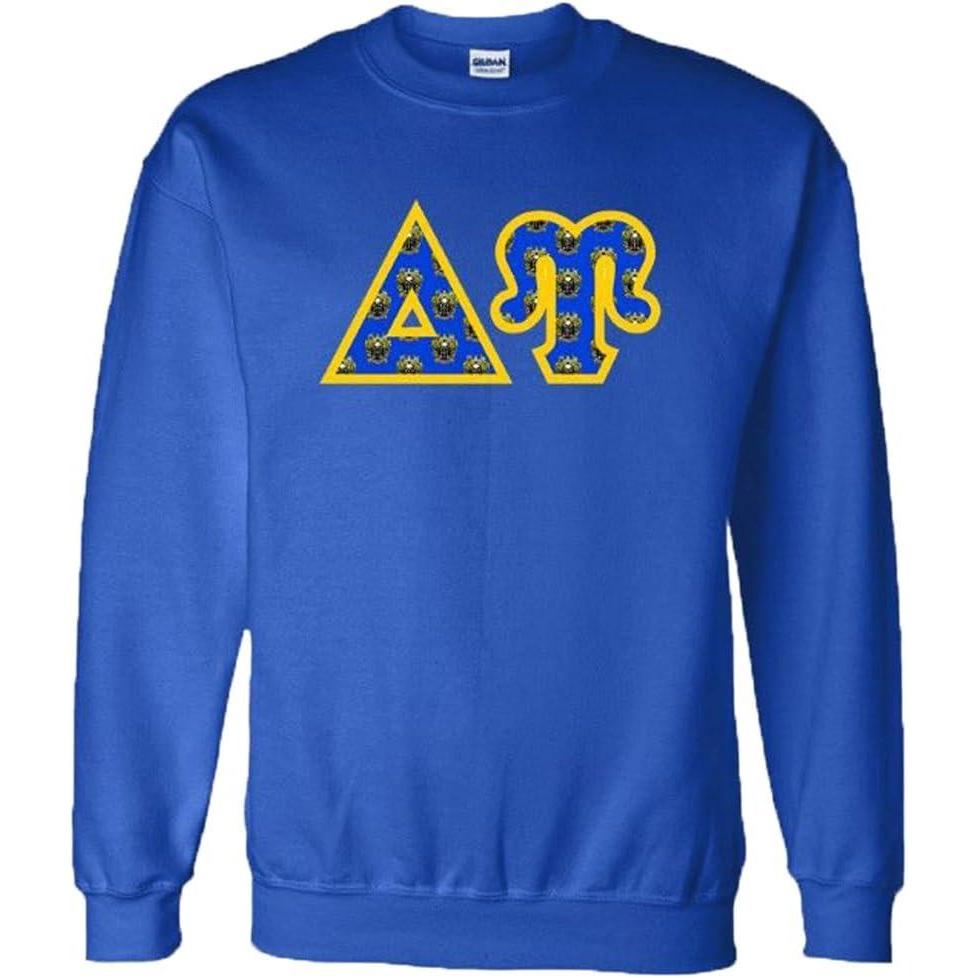 imageDelta Upsilon Du Fraternity Crest Twill Letter Crewneck SweatshirtRoyal Blue