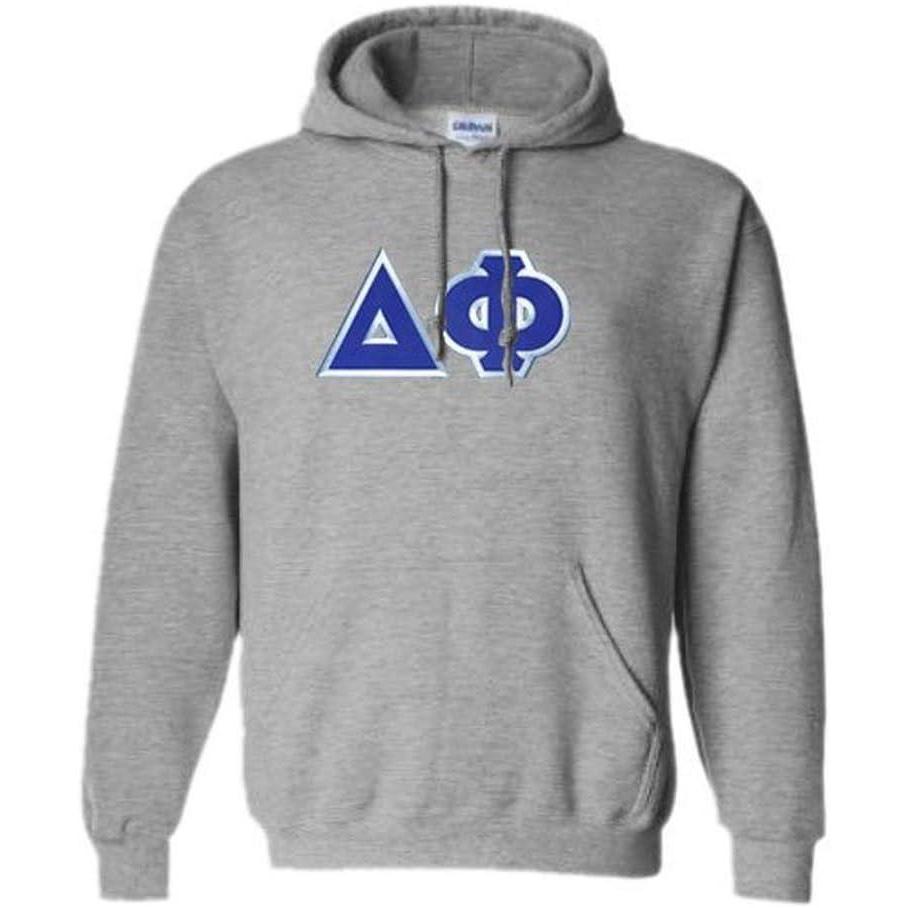 imageGreekgear Delta Phi Lettered Hooded SweatshirtSports Grey