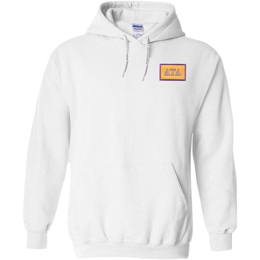 imageGreekgear Delta Tau Delta DTD Flag Patch Hooded SweatshirtWhite