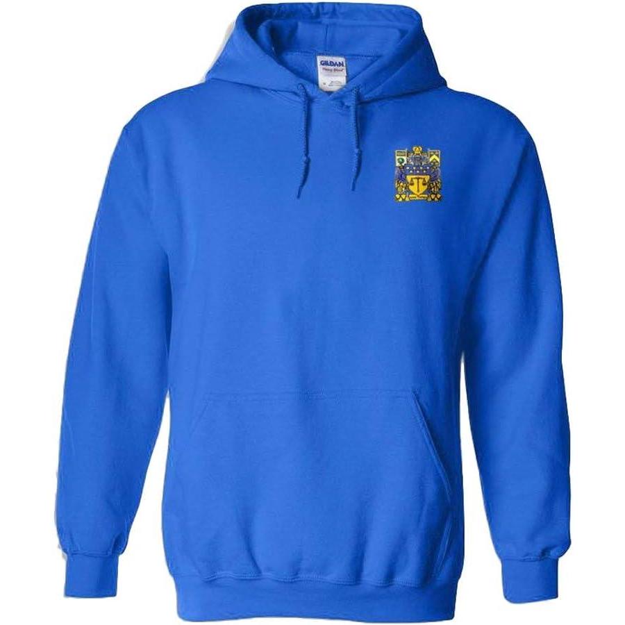 imageGreekgear Delta Upsilon DU Crest  Shield Emblem Hooded SweatshirtRoyal Blue