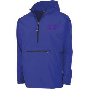 Chi Phi Tackle Twill Lettered Pack N Go Pullover(Royal Blue)