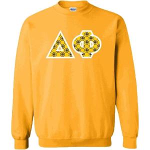 Delta Phi Fraternity Crest Twill Letter Crewneck Sweatshirt(Gold)