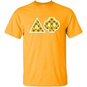 Delta Phi Fraternity Crest Twill Letter Tee(Gold)