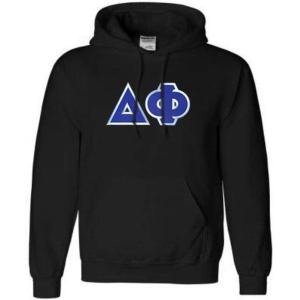 Greekgear Delta Phi Lettered Hooded Sweatshirt(Black)