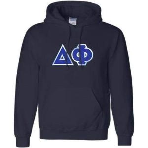 Greekgear Delta Phi Lettered Hooded Sweatshirt(Navy Blue)