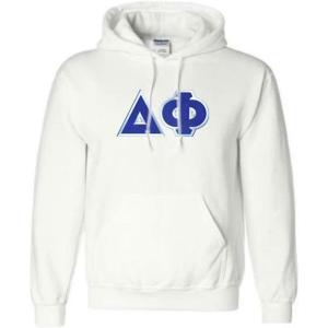 Greekgear Delta Phi Lettered Hooded Sweatshirt(White)