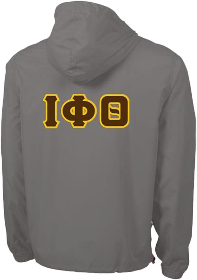 imageGreekgear Iota Phi Theta Tackle Twill Lettered Pack N Go PulloverGrey
