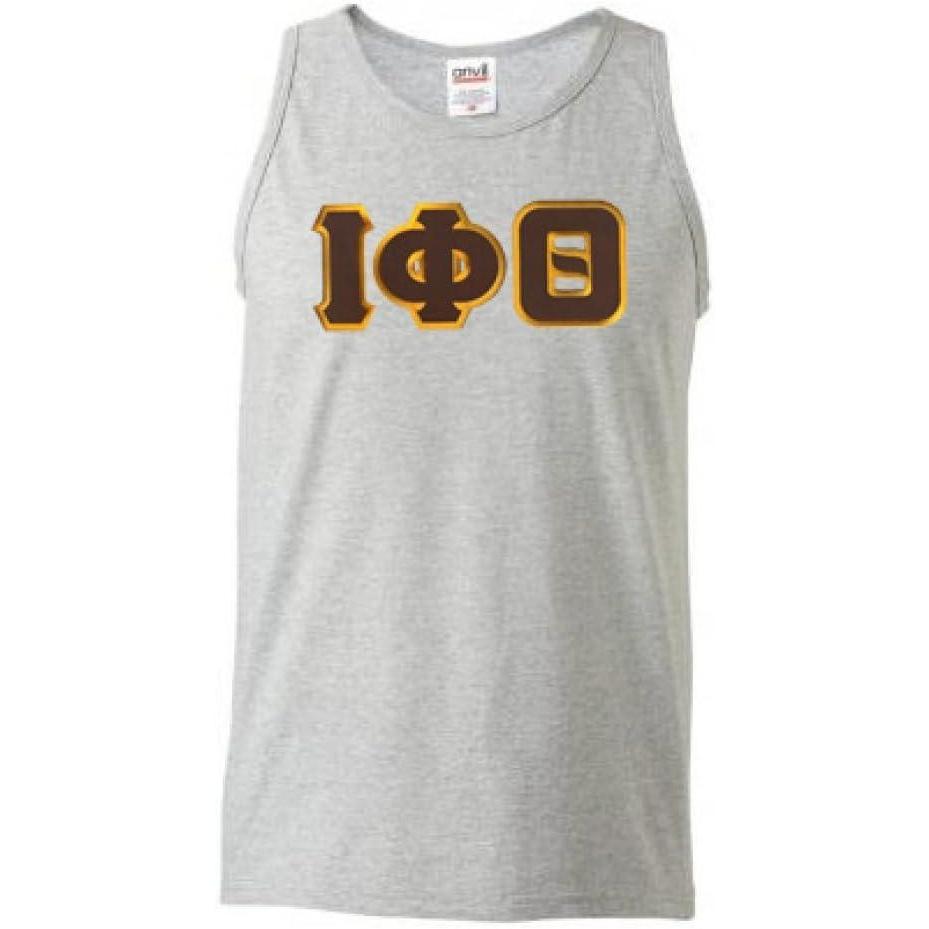 imageGreekgear Iota Phi Theta Lettered Tank TopSports Grey