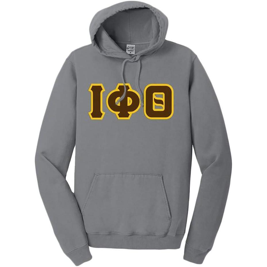 imageGreekgear Iota Phi Theta PigmentDyed Lettered Hooded SweatshirtPewter