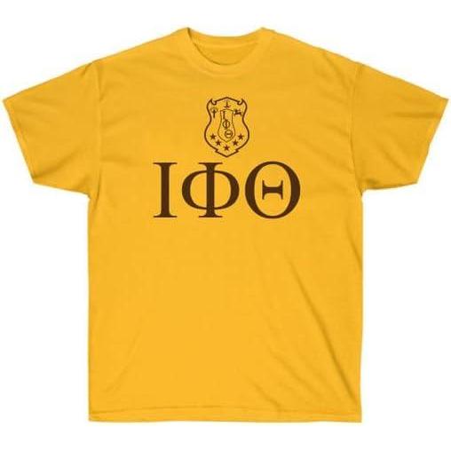 imageIota Phi Theta Greek Crest  Shield TShirtGold