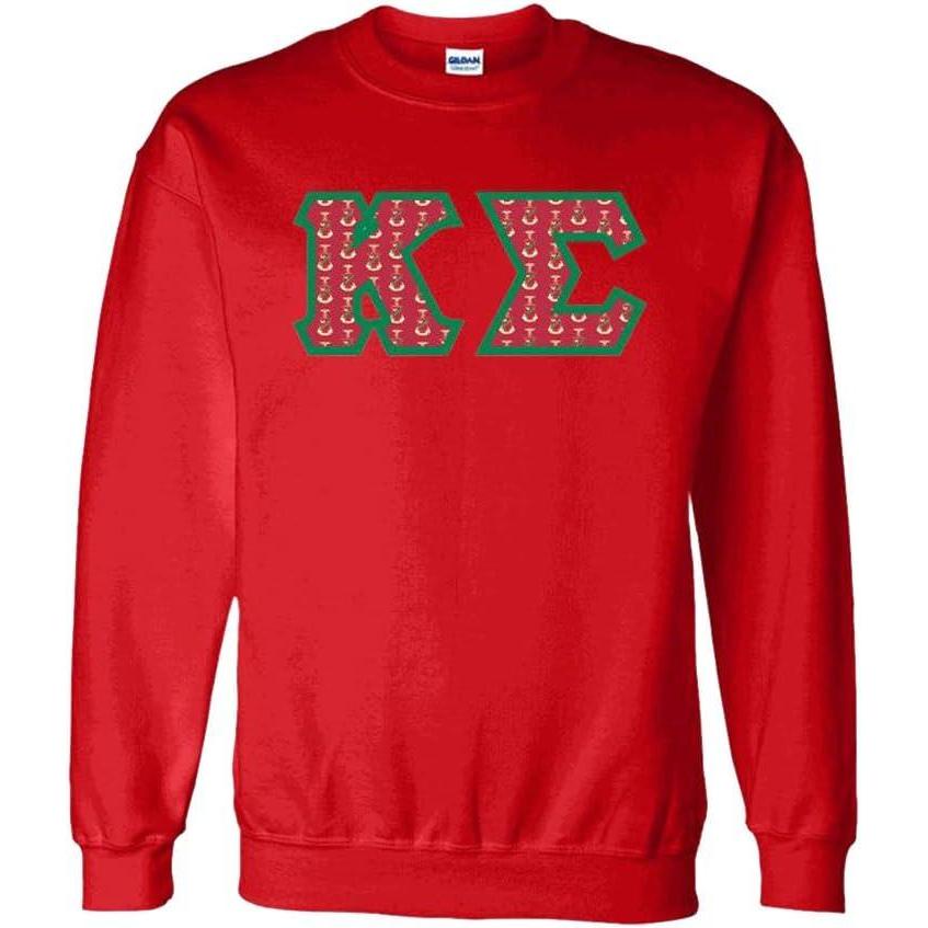 imageKappa Sigma Fraternity Crest Twill Letter Crewneck SweatshirtRed