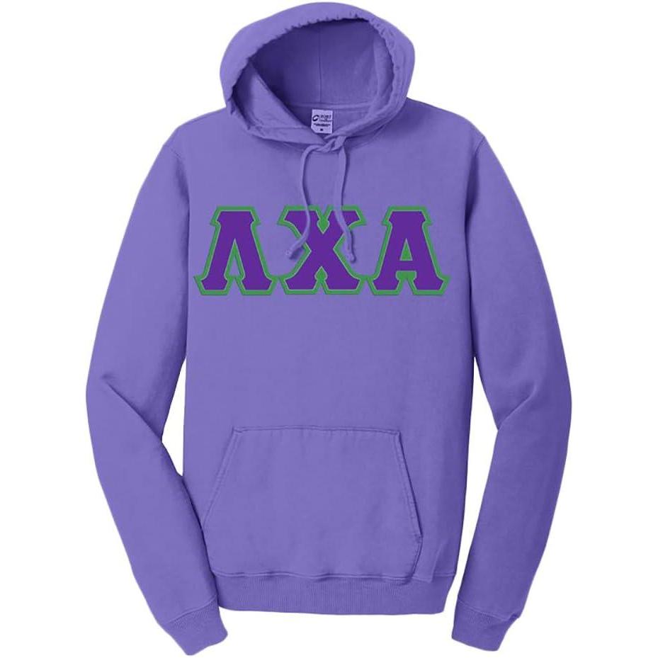 imageLambda Chi Alpha PigmentDyed Lettered Hooded SweatshirtAmethyst