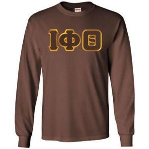 Greekgear Iota Phi Theta Lettered Long Sleeve Shirt(Brown)