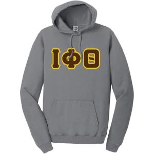 Greekgear Iota Phi Theta Pigment-Dyed Lettered Hooded Sweatshirt(Pewter)