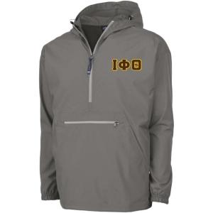 Greekgear Iota Phi Theta Tackle Twill Lettered Pack N Go Pullover(Grey)