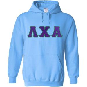 Greekgear Lambda Chi Alpha Lettered Hooded Sweatshirt(Light Blue)