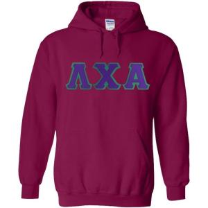 Greekgear Lambda Chi Alpha Lettered Hooded Sweatshirt(Magenta Pink)