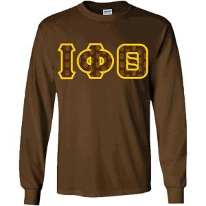 Iota Phi Theta Fraternity Crest Twill Letter Longsleeve Tee(Dark Chocolate)
