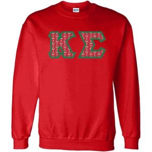 Kappa Sigma Fraternity Crest Twill Letter Crewneck Sweatshirt(Red)