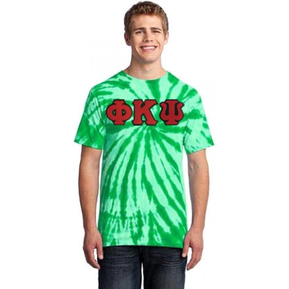 imagePhi Kappa Psi Essential TieDye Lettered TeeKelly Green