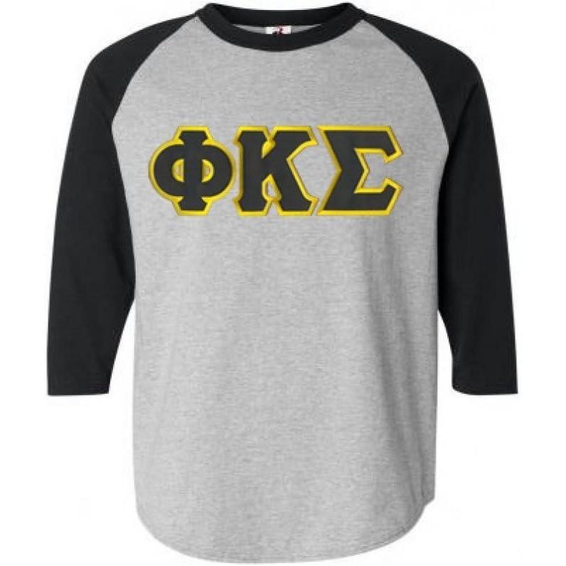 imagePhi Kappa Sigma Lettered Raglan TShirtGrey WBlack