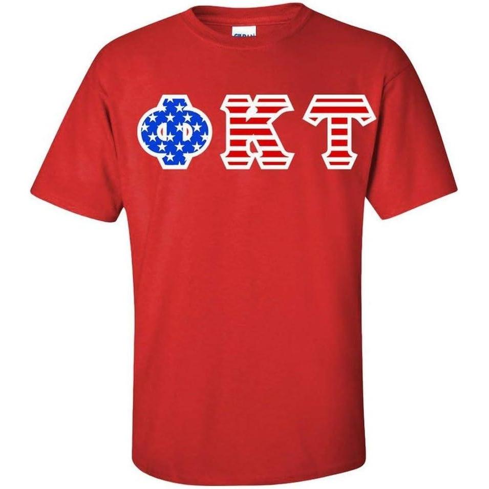 imagePhi Kappa Tau Greek Letter American Flag TeeRed