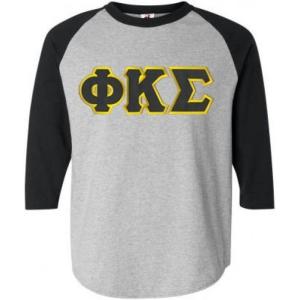 Phi Kappa Sigma Lettered Raglan T-Shirt(Grey W/Black)